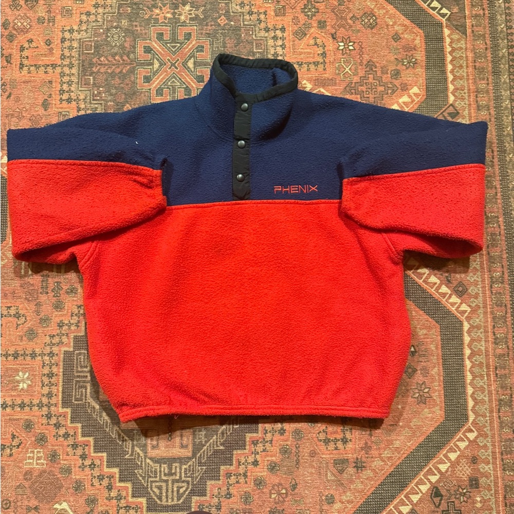 Vintage Phenix 1990’s Navy and Scarlet Slalom Ski Racing Fleece Pullover